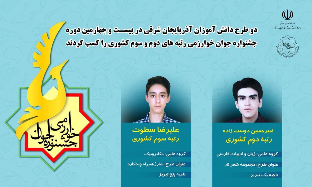 معرفی۲طرح برتر از دانش آموز آذربایجان شرقی در جشنواره خوارزمی