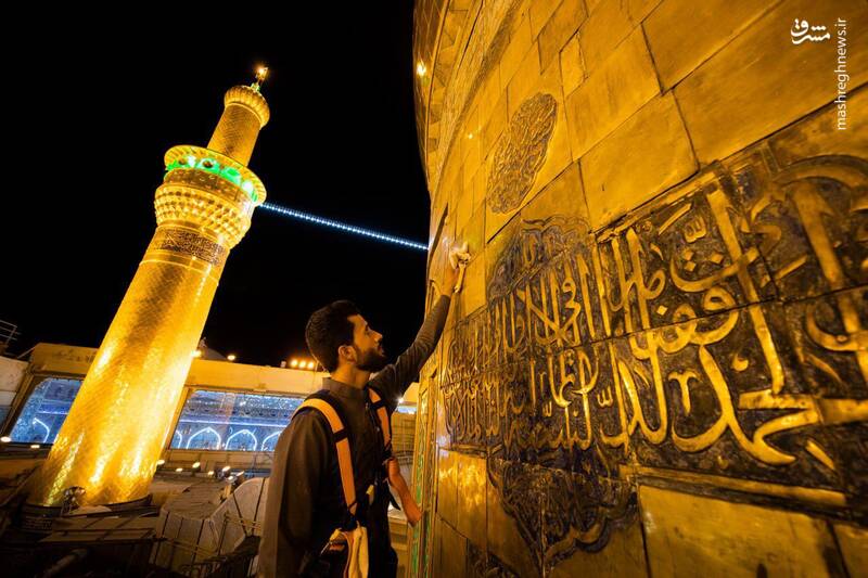 عکس/ آماده سازی گنبد امام حسین(ع) در آستانه محرم