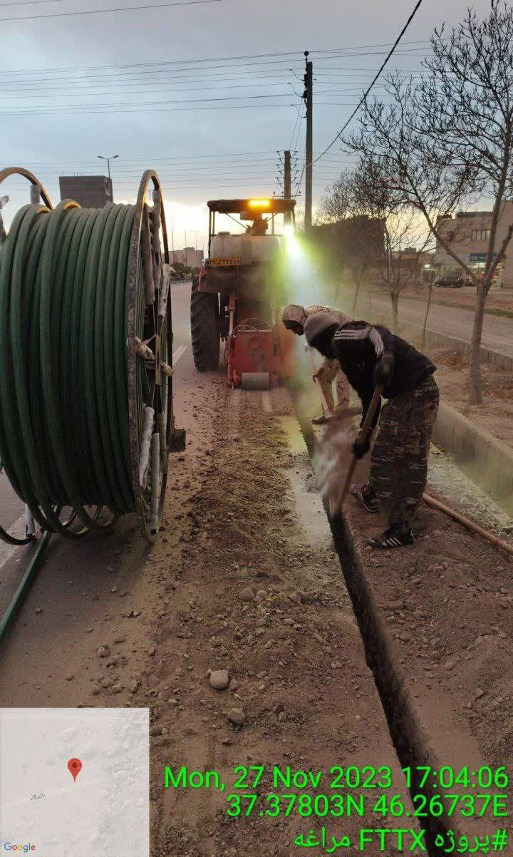 آغاز عملیات اجرایی فیبر نوری FTTx در شهر مراغه