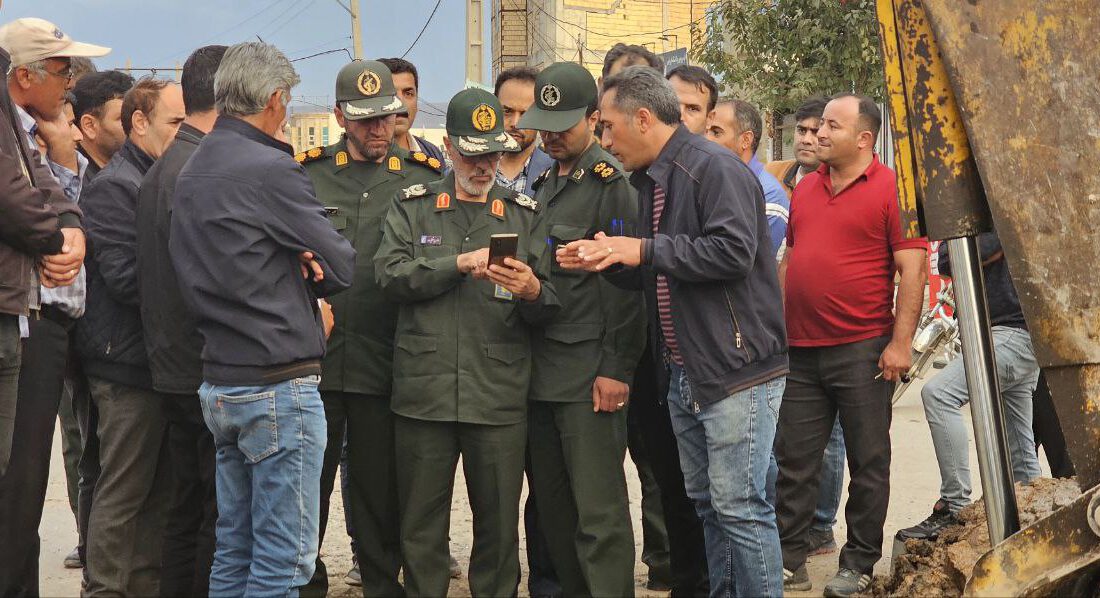بازدید فرمانده سپاه عاشورا پروژه فاضلاب ورزقان