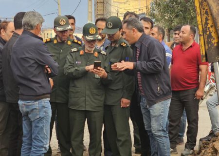 بازدید فرمانده سپاه عاشورا پروژه فاضلاب ورزقان